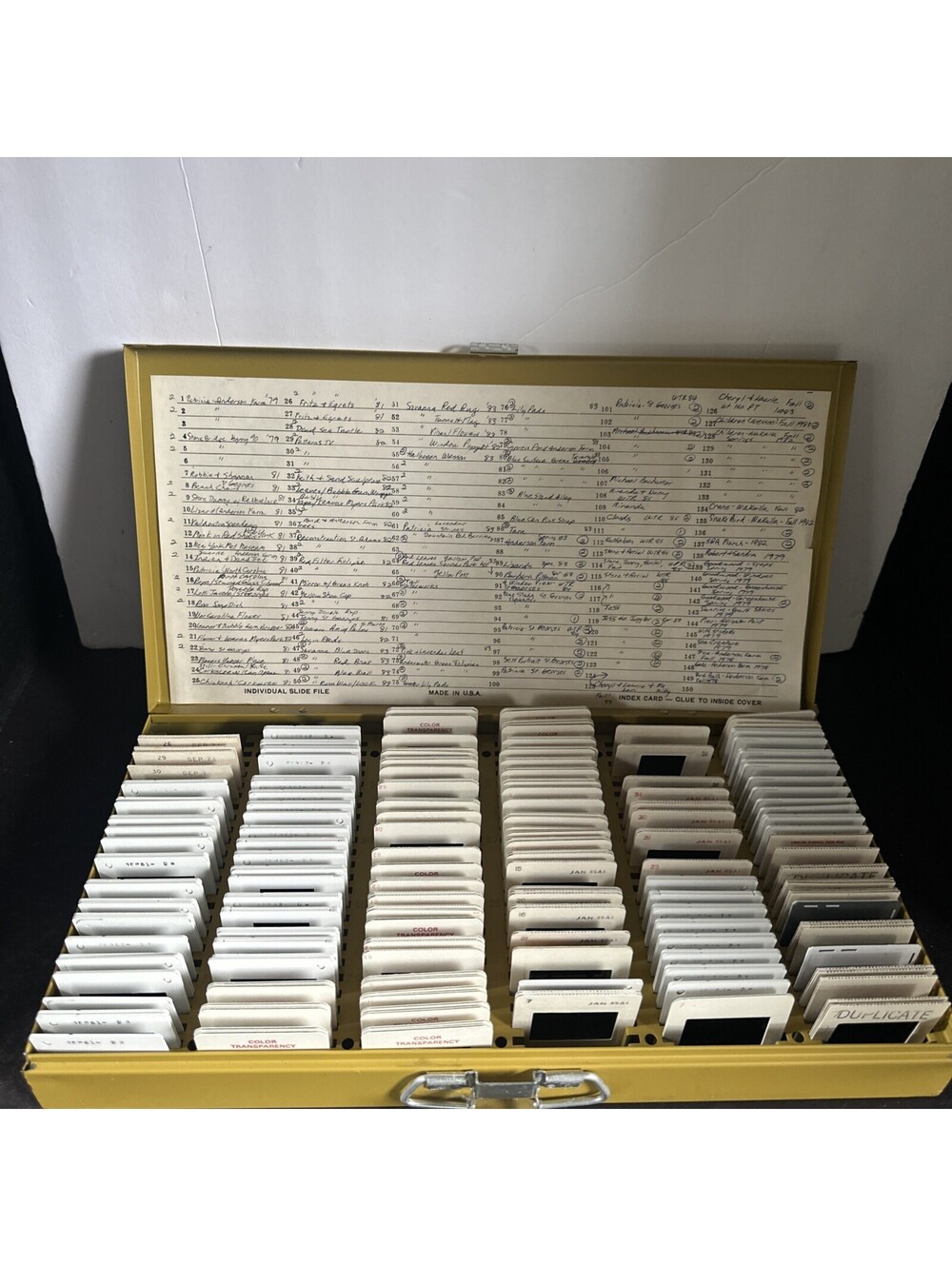 Vintage 35mm Color Photo Slides 1978-1985 Large Lot w/ Metal Storage Case